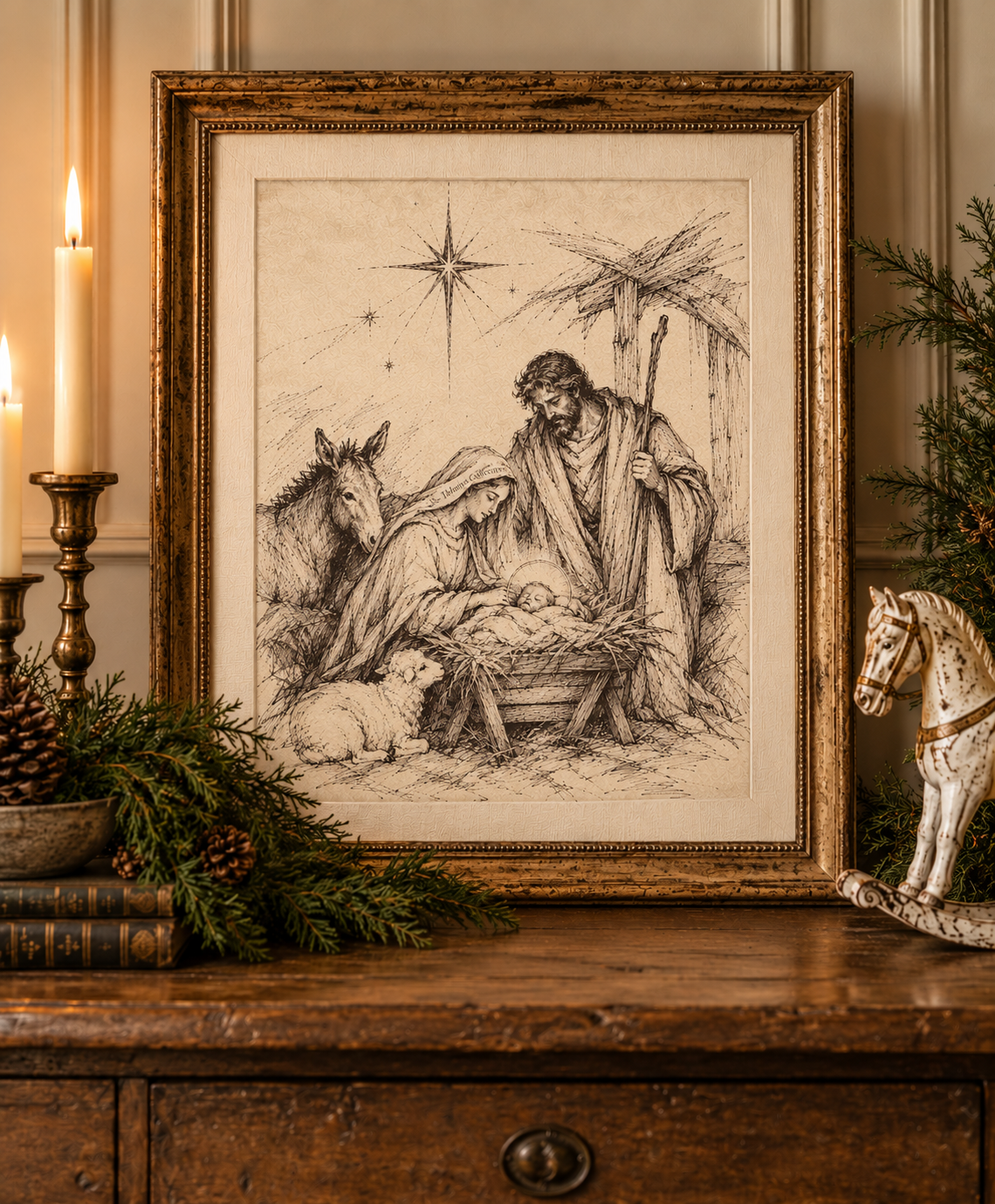 Vintage Nativity Scene Printable Art | Digital Download