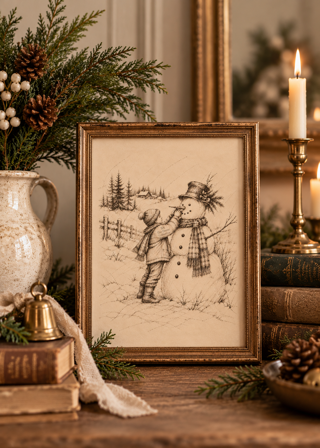 Vintage Snowman Printable Wall Art — Set of 2