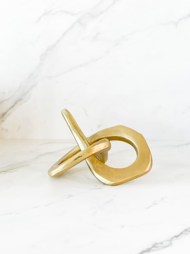 Creative Co-Op cast metal knot sculpture modern gold decorative accent
