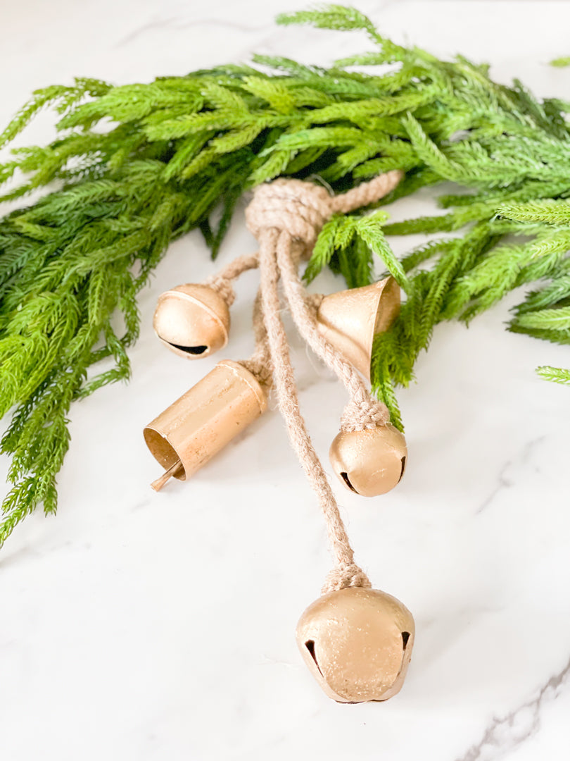 Decorative metal bells with jute hanger for holiday décor
