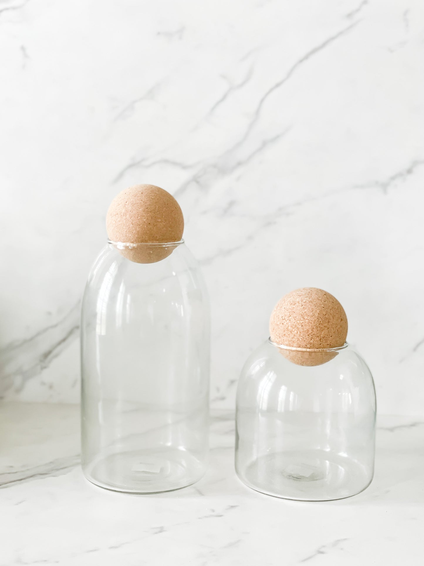 Minimalist Glass Jar with Cork Ball Lid – Modern Storage & Décor
