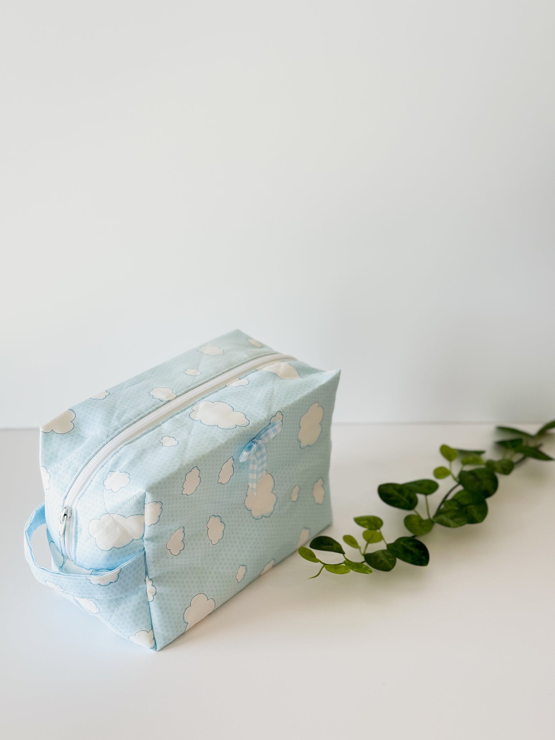 Handmade cloud print quilted travel pouch by ss home collective
