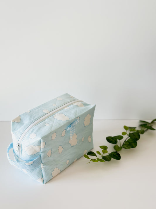 Handmade cloud print quilted travel pouch by ss home collective
