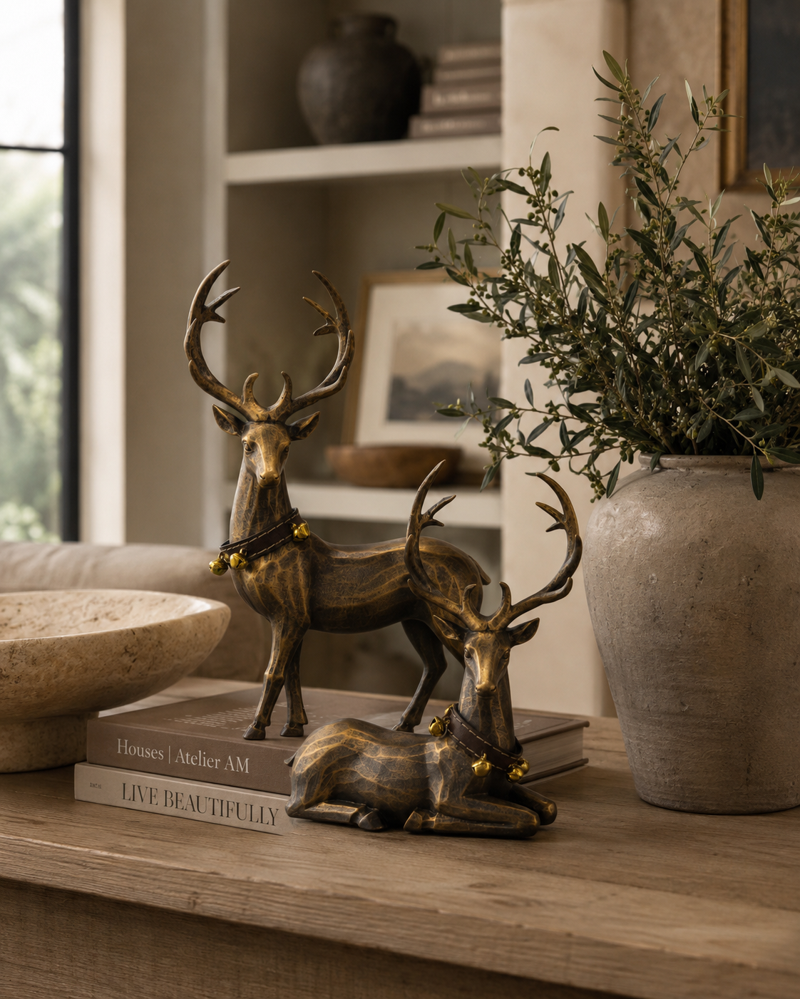 Burnished Deer Figurines – Set of 2