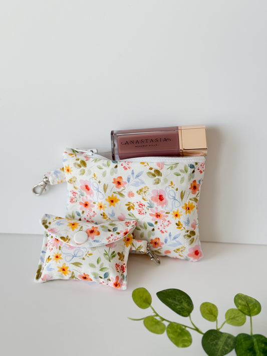 Petal and Posies Medium Zipper Pouch | Handmade Floral Organizer
