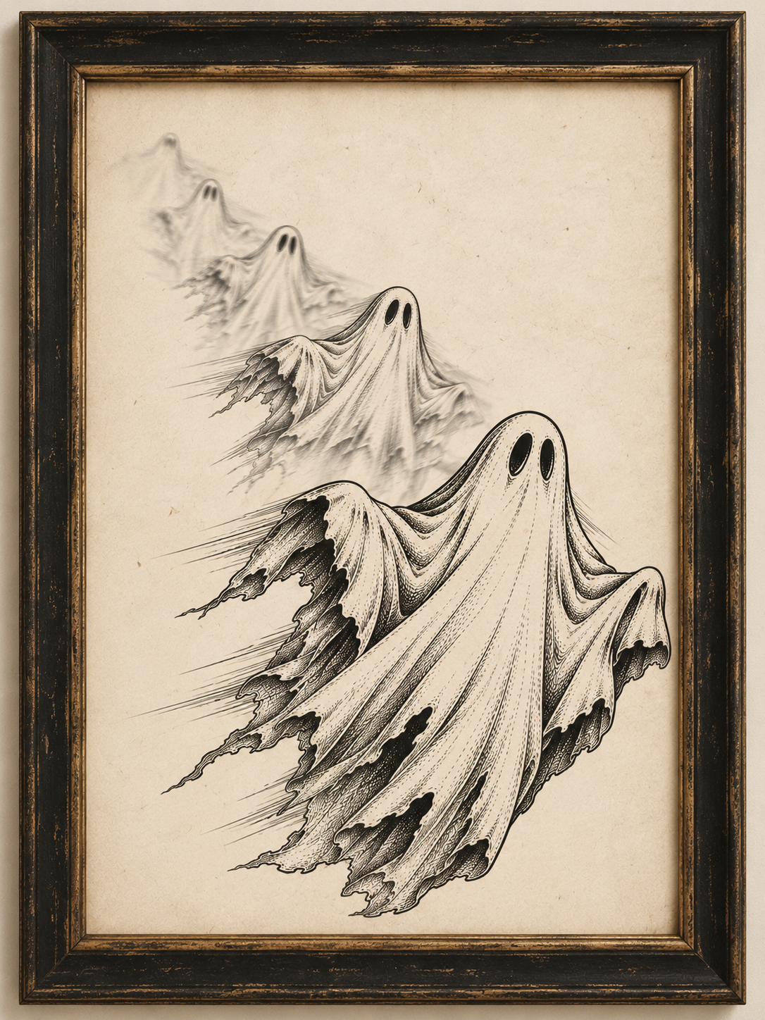 Vintage Flying Ghost Printable Wall Art — Digital Download