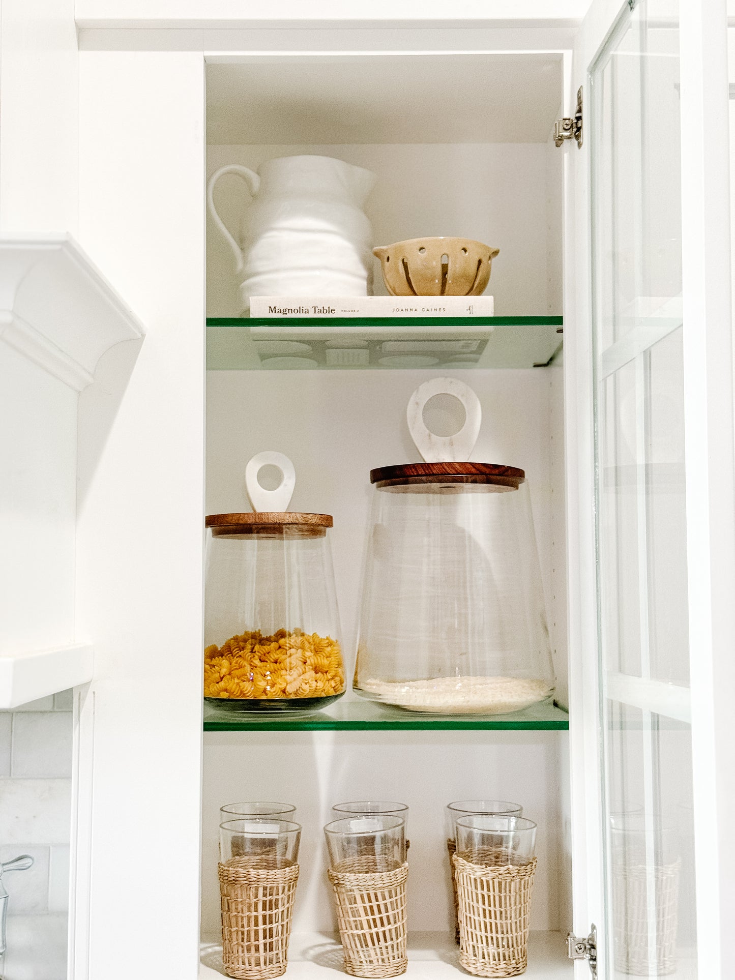 Glass Jar with mango wood lid and marble handle