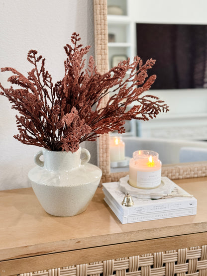 Neutral Glazed Stoneware Vase with Handles – Handmade Decorative Vessel