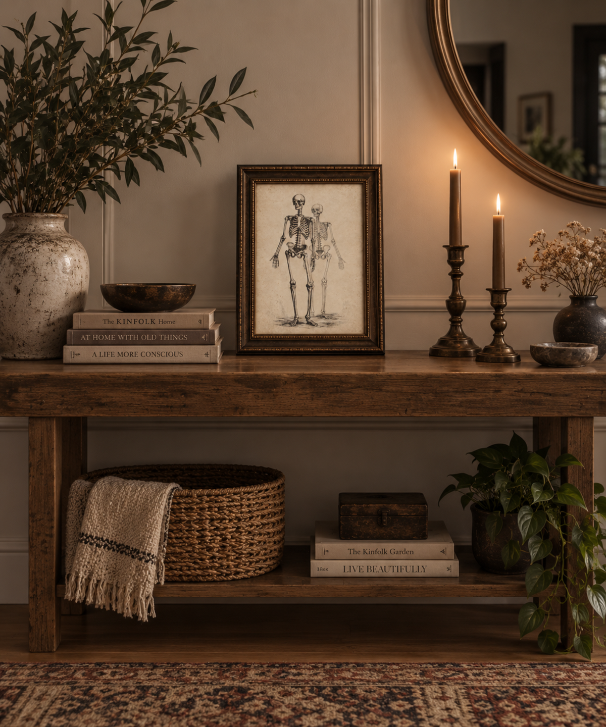 Vintage Layered Skeleton Printable | Antique Skeleton Wall Art | Halloween Digital Download