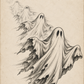 Vintage Flying Ghost Printable Wall Art — Digital Download