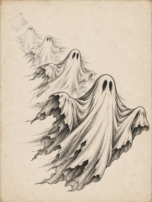 Vintage Flying Ghost Printable Wall Art — Digital Download