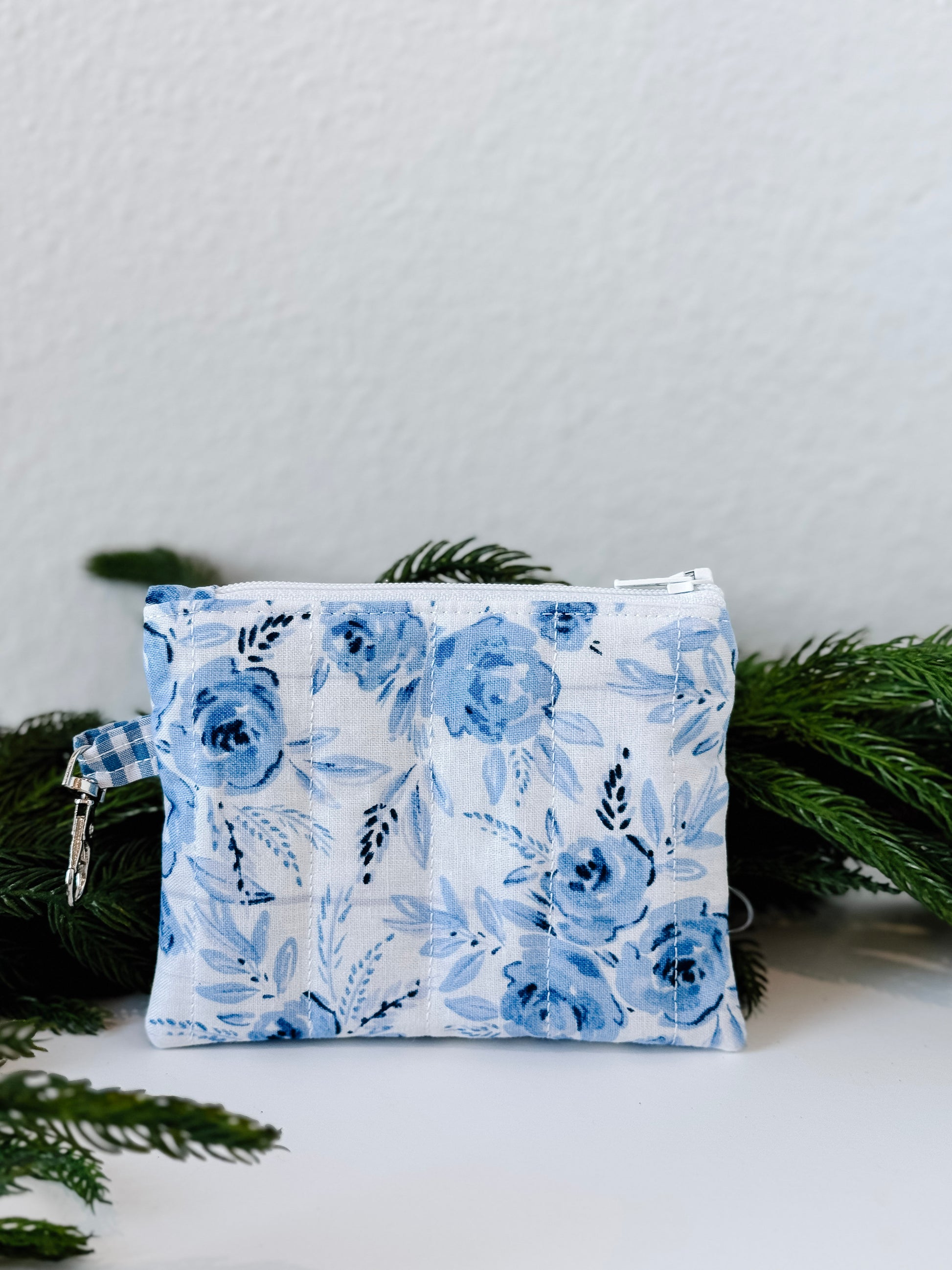 Blue Blossom quilted coin purse