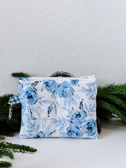 Blue Blossom quilted coin purse