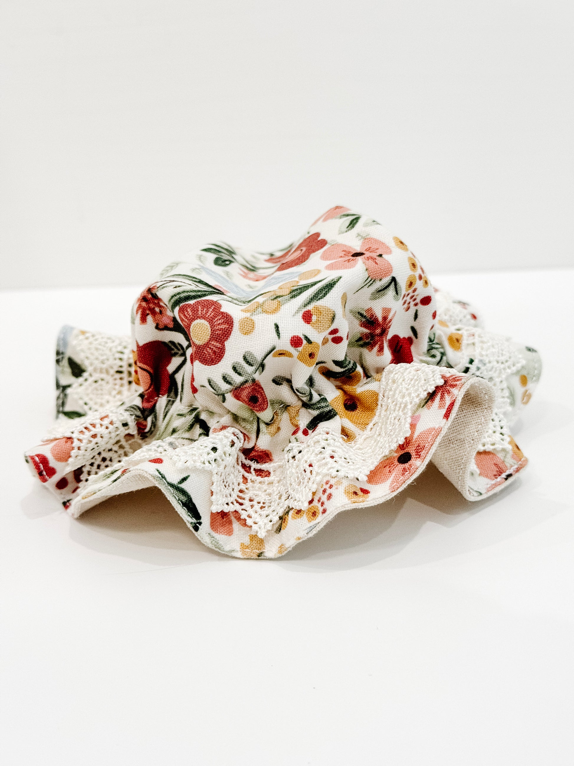 Floral cotton reusable jar cover with elastic edge