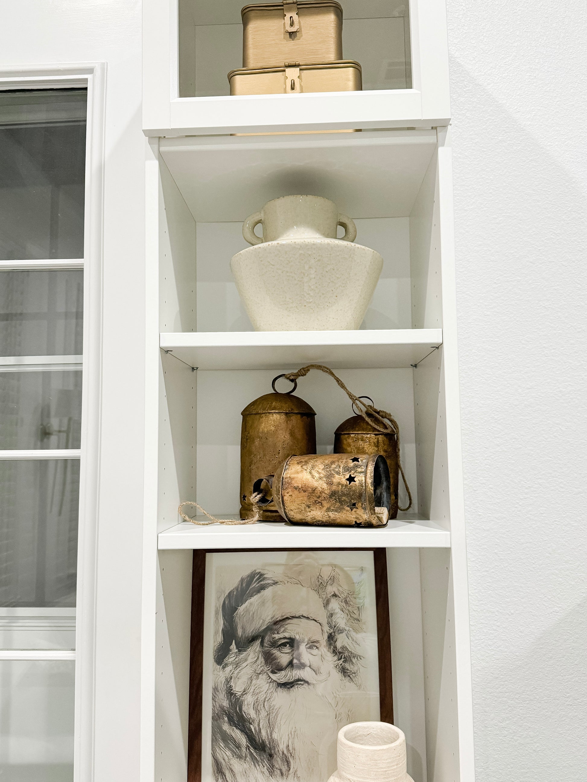 Cream glazed ceramic vase with two handles for home décor