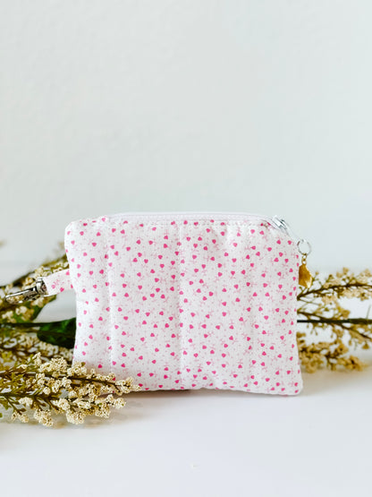 Tiny rosebud handmade zipper pouch for small accessories