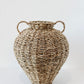 Handwoven seagrass vase with two handles