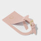 Back view of the Katie Loxton Choose Adventure luggage tag in Dusty Pink showing the concealed personal information card.