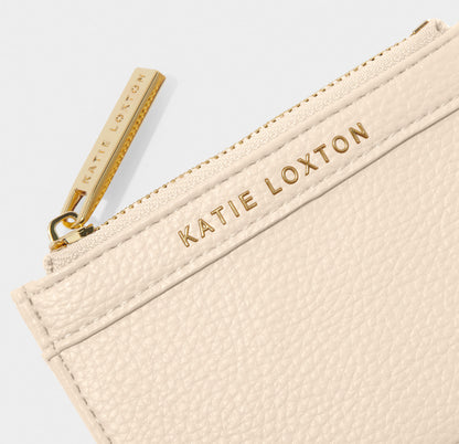 atie Loxton Cleo Card Holder in Eggshell faux leather front view