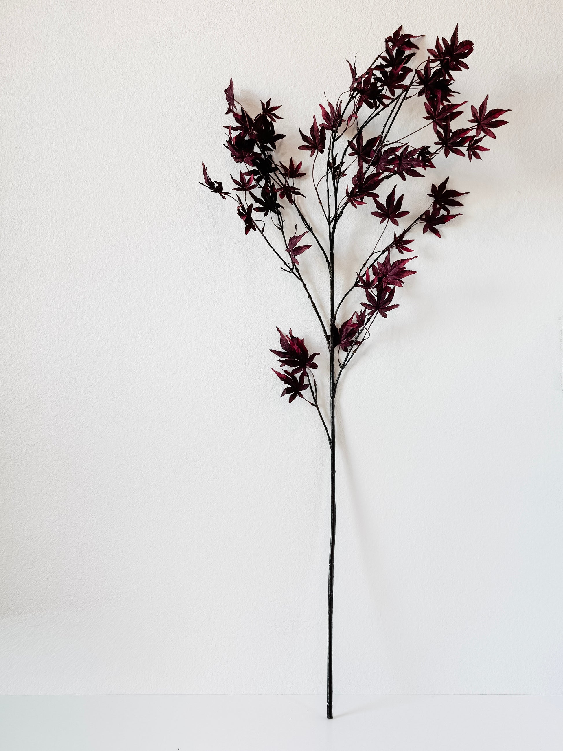 deep red faux maple leaf stem for fall decorating