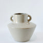 Handmade neutral stoneware vase with handles