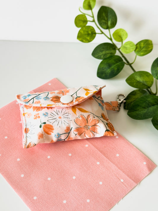 Peach Blossom Meadow Mini Snap Pouch – Handmade Floral Airpod  Case