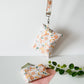 Medium handmade Peach Blossom Meadow floral zipper pouch