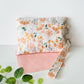 Medium Handmade Peach Blossom Meadow floral zipper pouch 