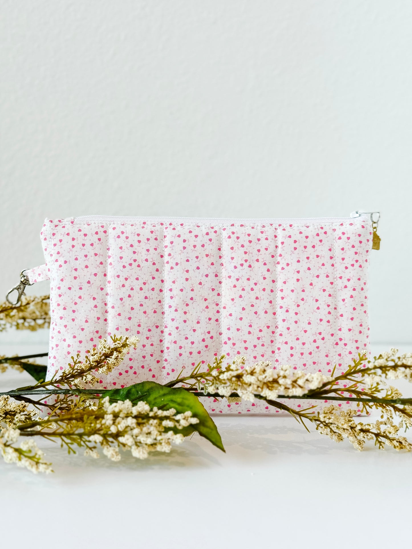 Two-tone quilted large pouch for makeup or travel essentials