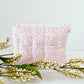 Medium rosebud quilted pouch handmade from cotton