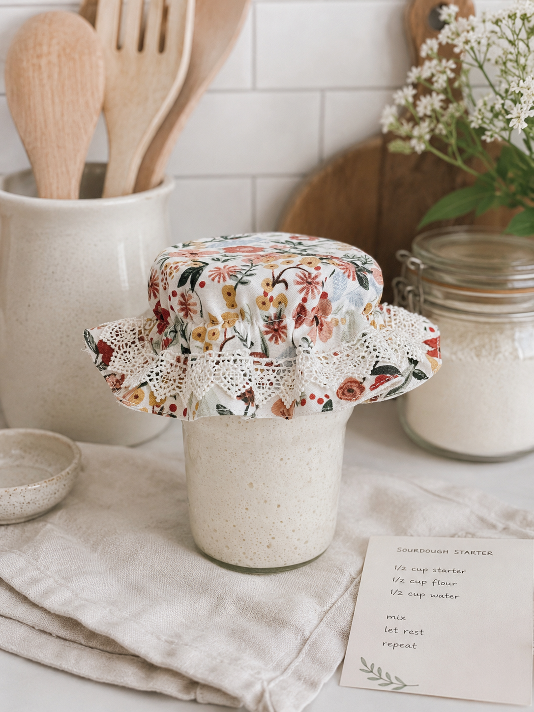 Floral Cotton Jar Cover – Reusable Fabric Lid for Mason & Weck Jars