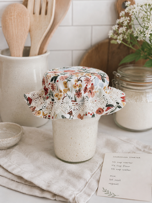 Floral Cotton Jar Cover – Reusable Fabric Lid for Mason & Weck Jars
