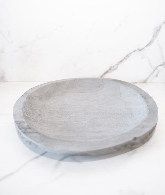 Decorative Paulownia Wood Tray with Grey Wash