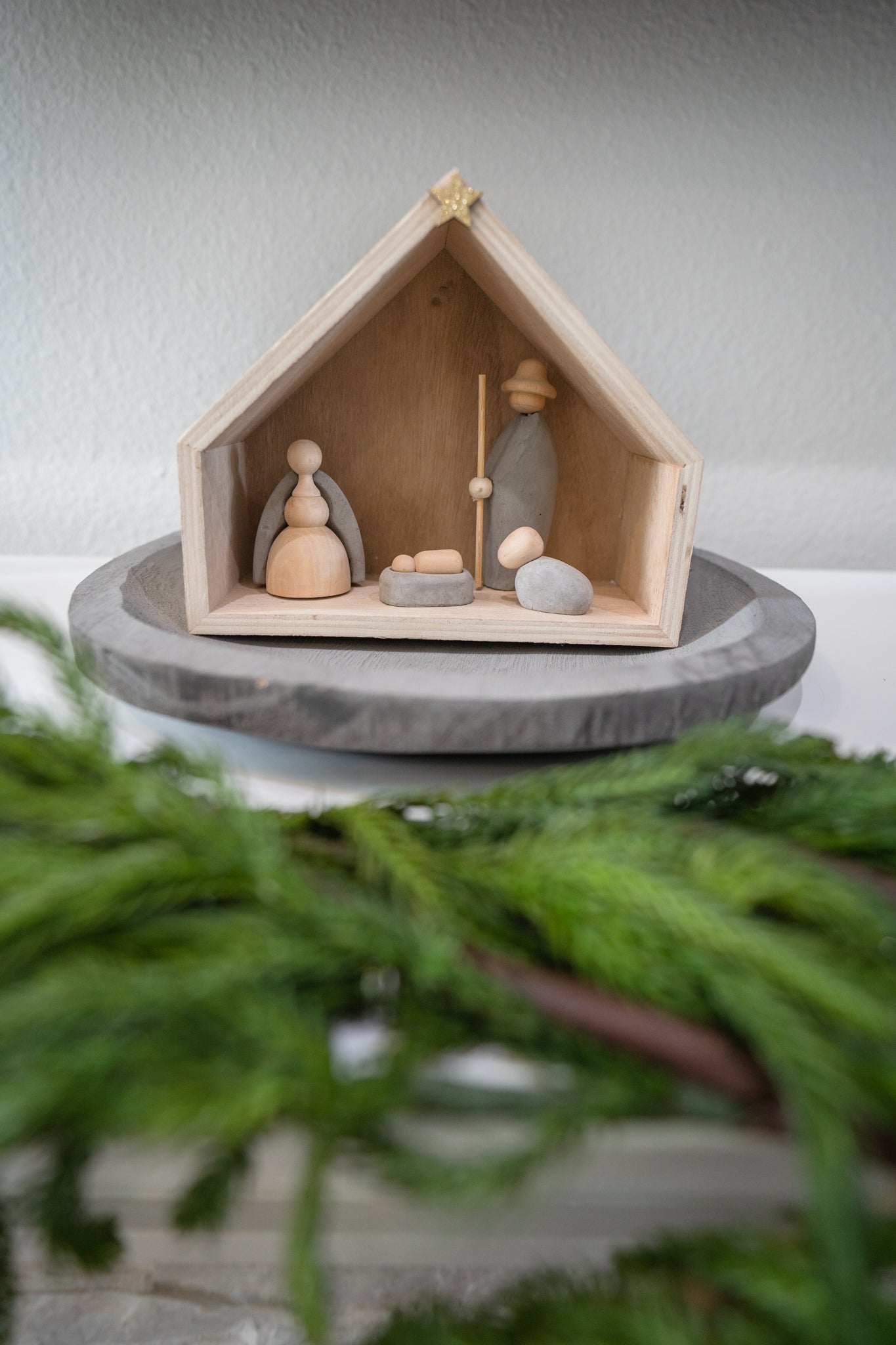 Decorative Paulownia Wood Tray with Grey Wash