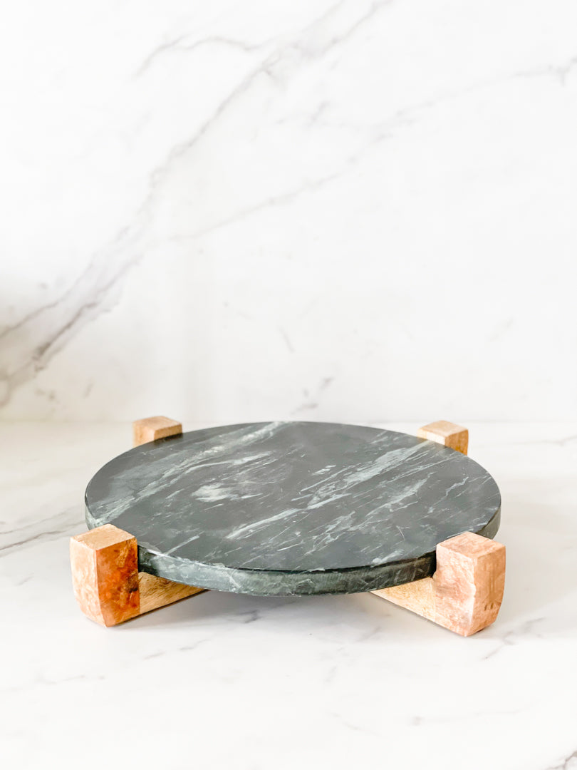 Marble Serving Board with Stand, Set of 2