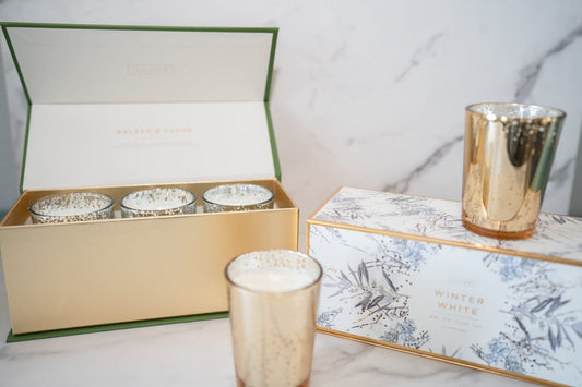 Illume candle gift set featuring evergreen, citrus, and white peppercorn notes