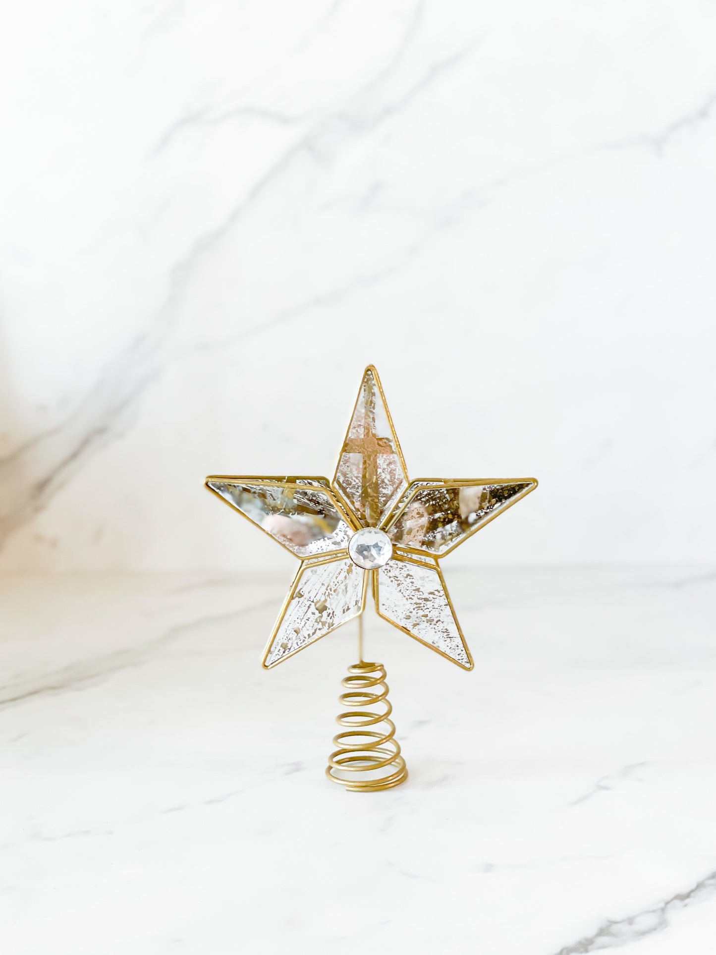 Creative Co-Op gold and mirrored star tree topper
