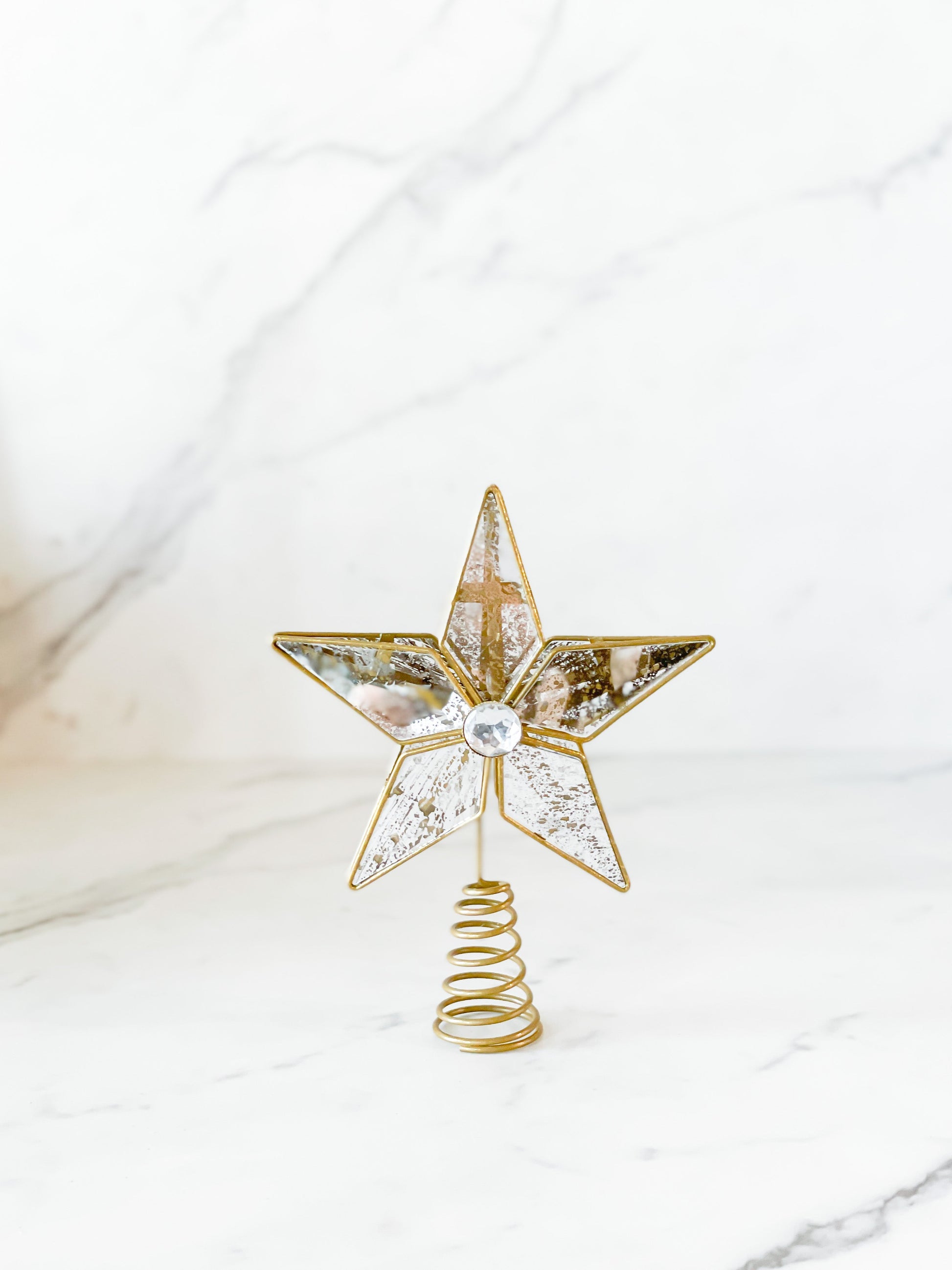 Creative Co-Op gold and mirrored star tree topper