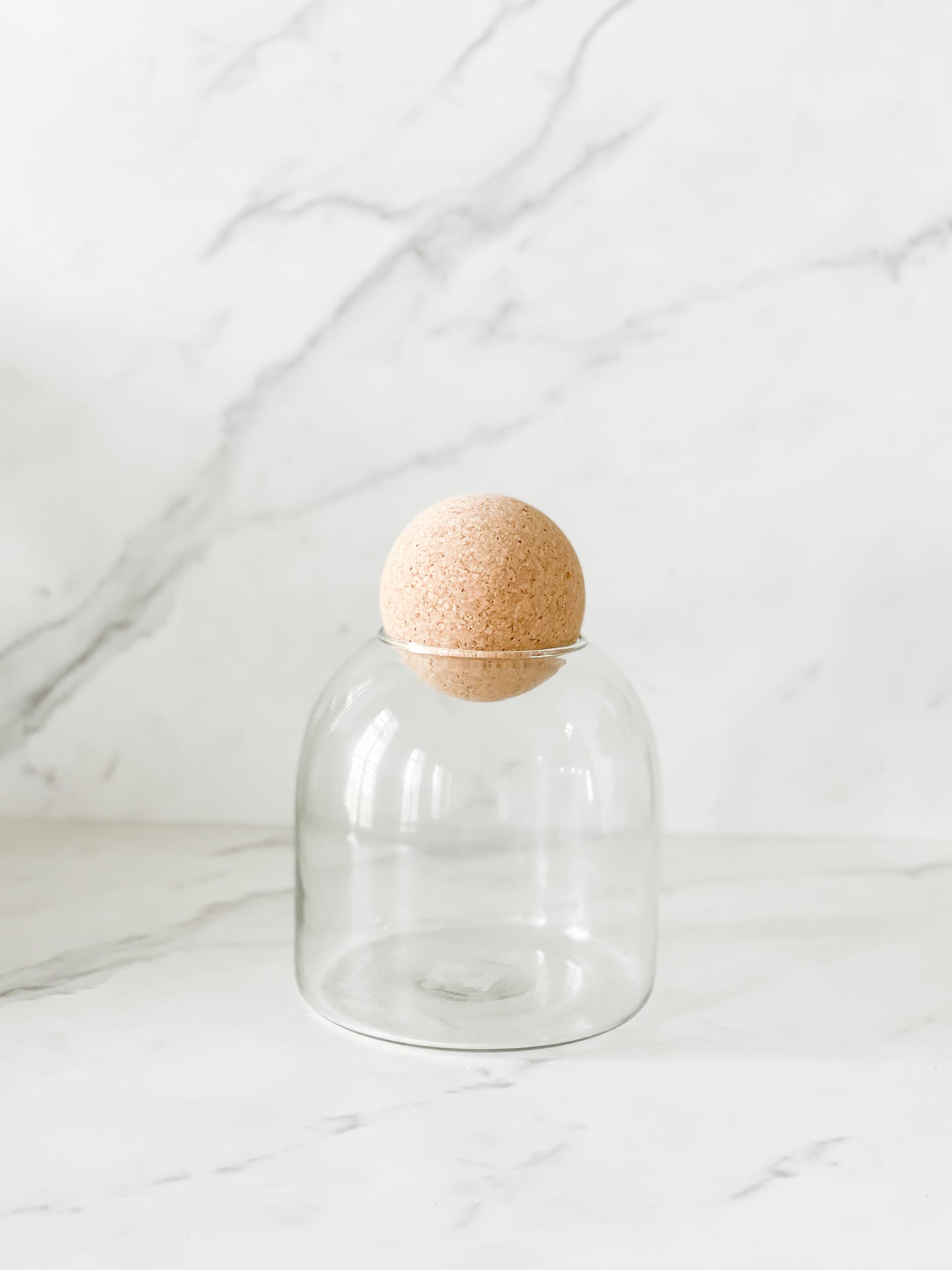 Glass Jar with Cork Ball Lid