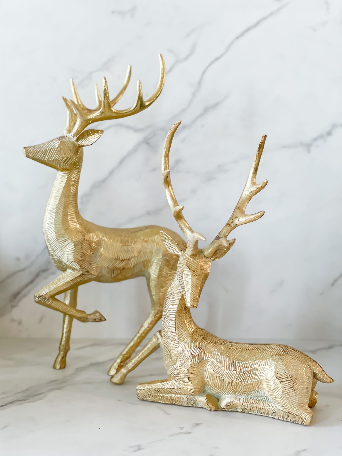 Resin Deer, Gold Finish, Set of Two